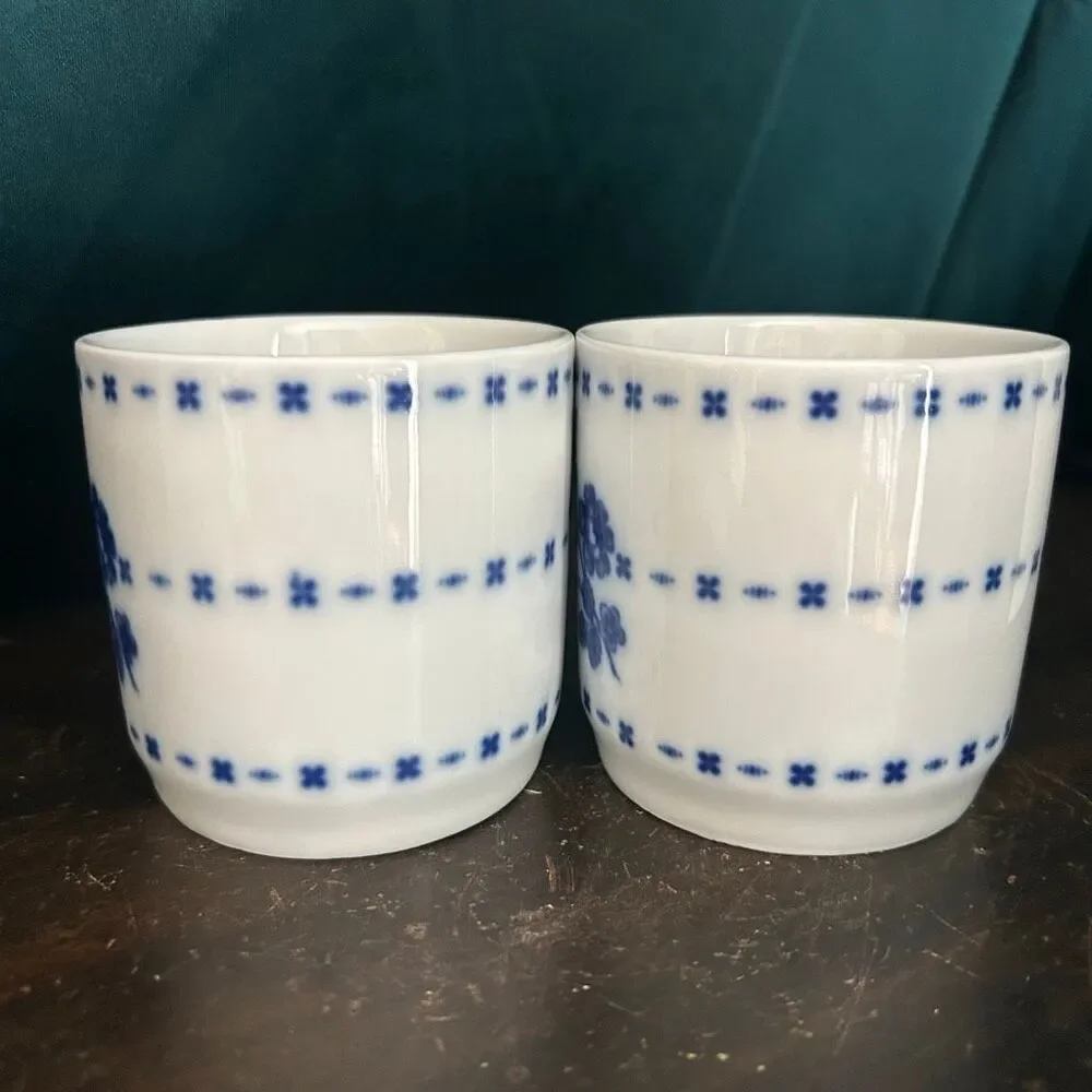 Flow Blue by Williams Sonoma 2 Ceramic Coffee Cups